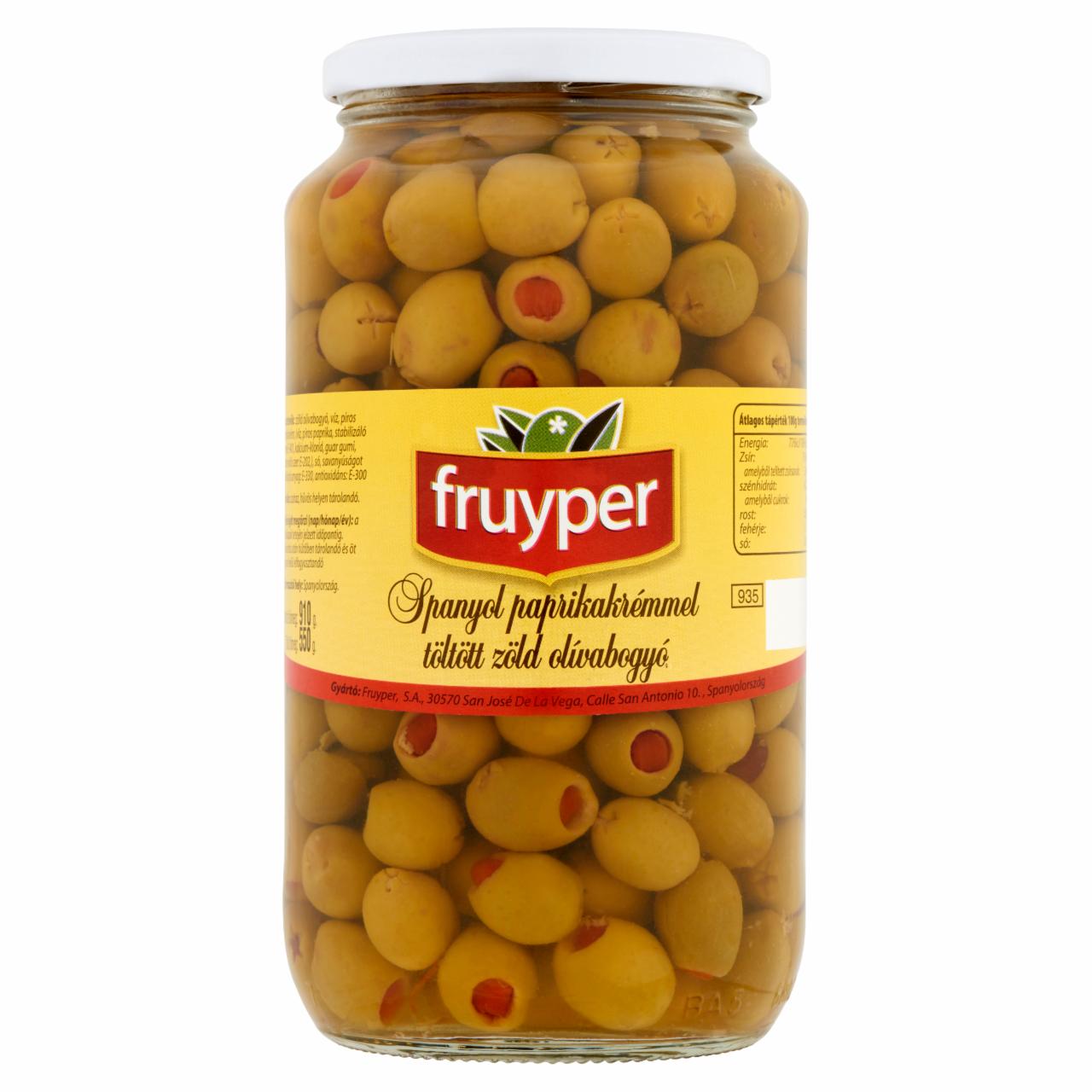 Képek - Fruyper spanyol paprikakrémmel töltött zöld olívabogyó 910 g