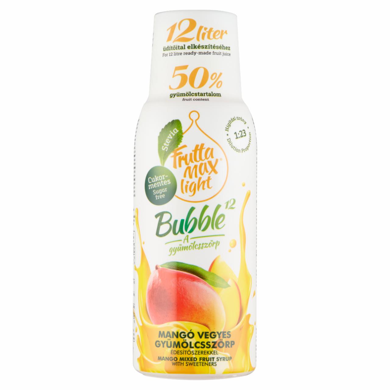 Képek - FruttaMax Bubble¹² mangó vegyes gyümölcsszörp izocukorral és édesítőszerekkel 500 ml