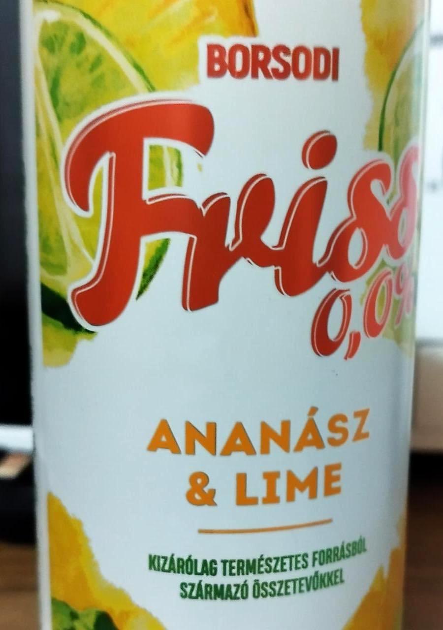 Képek - Borsodi Friss 0,0% ananász-lime gyümölcsital és alkoholmentes világos sör keveréke 0,5 l