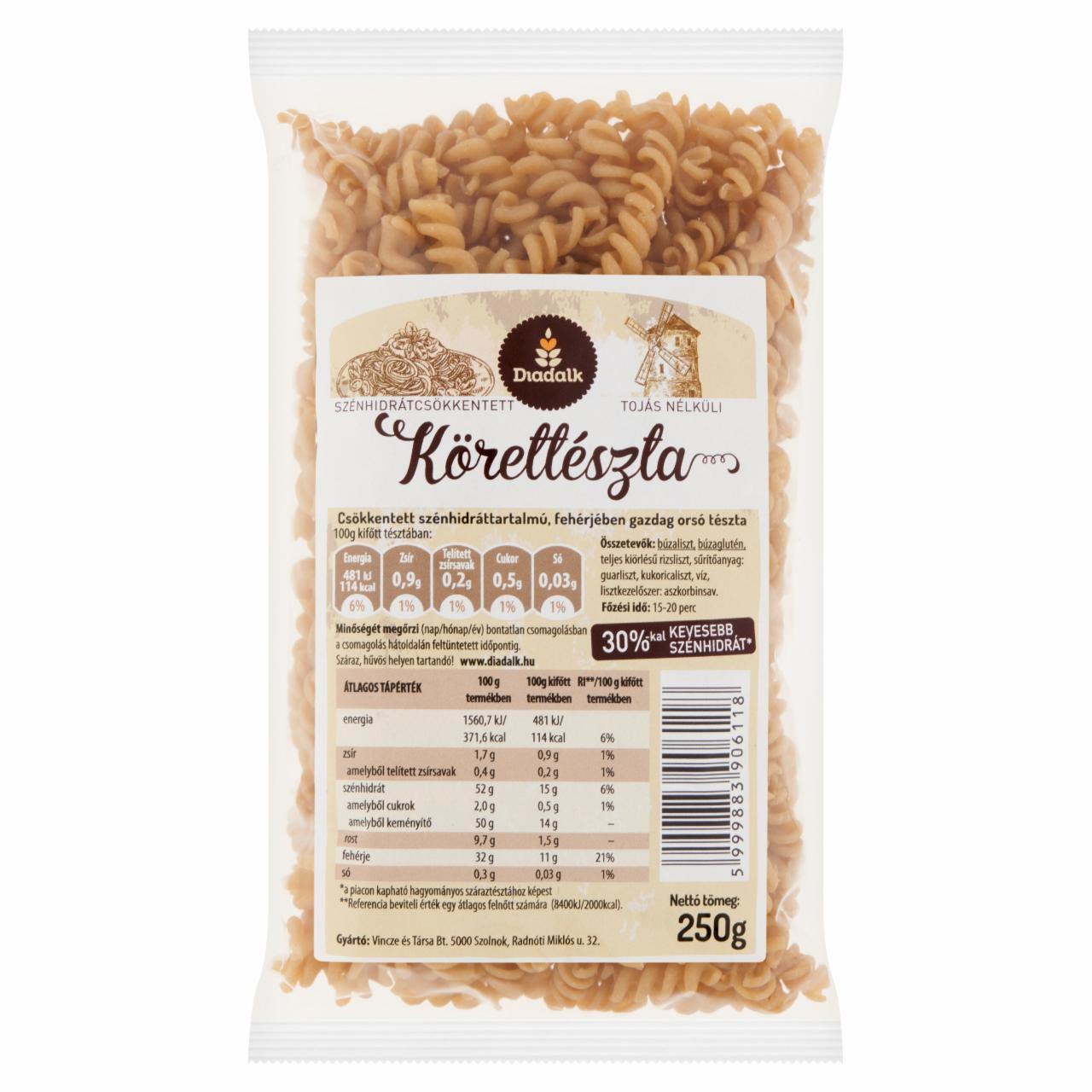 Képek - Diadalk Körettészta csökkentett szénhidráttartalmú, fehérjében gazdag orsó tészta 250 g