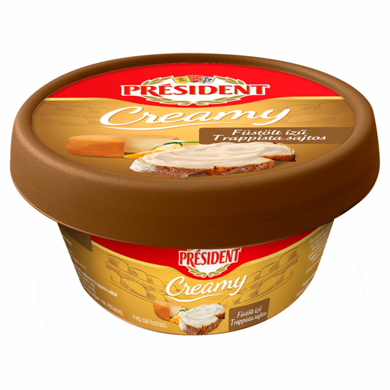 Képek - Président Creamy füstölt ízű trappista sajtos kenhető ömlesztett sajt 125 g