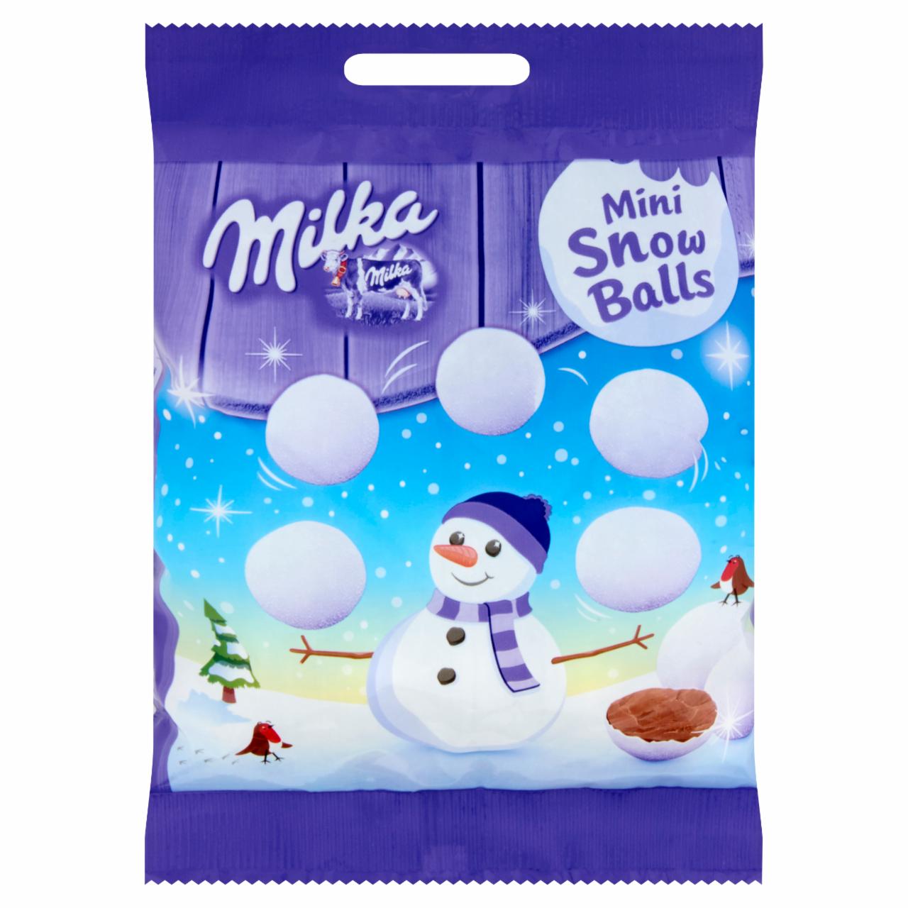 Képek - Milka Mini Snow Balls ropogós cukorbevonatú alpesi tejcsokoládé drazsé 100 g
