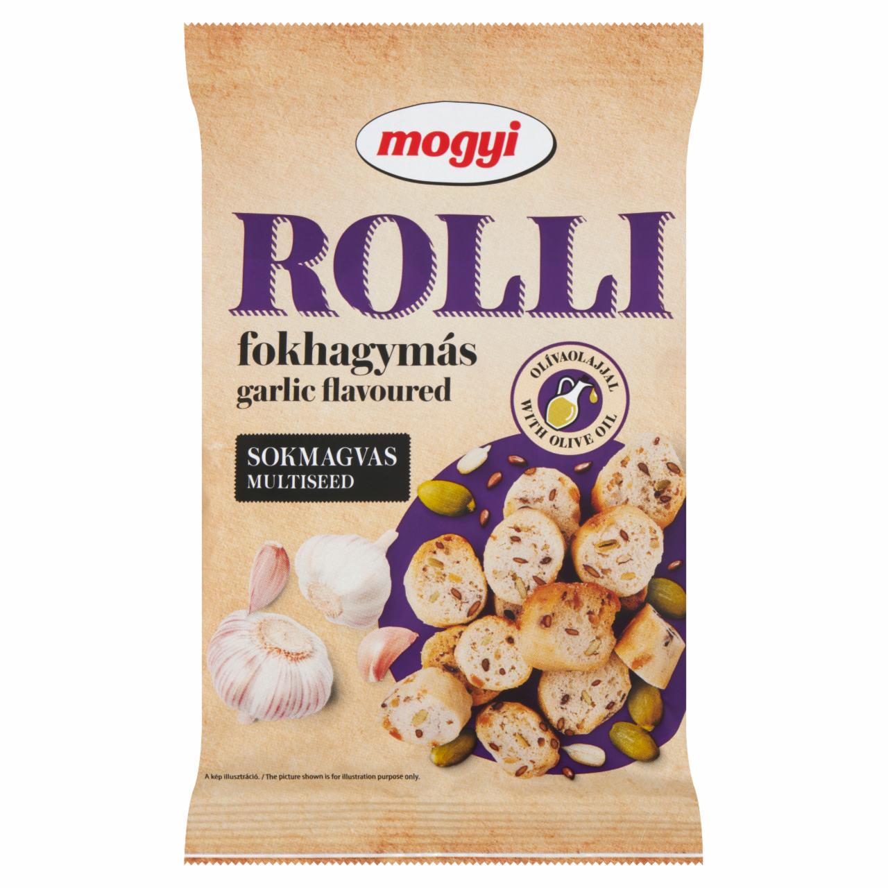 Képek - Mogyi Rolli fokhagymás, pirított, sokmagvas kenyérkarika olívaolajjal 65 g