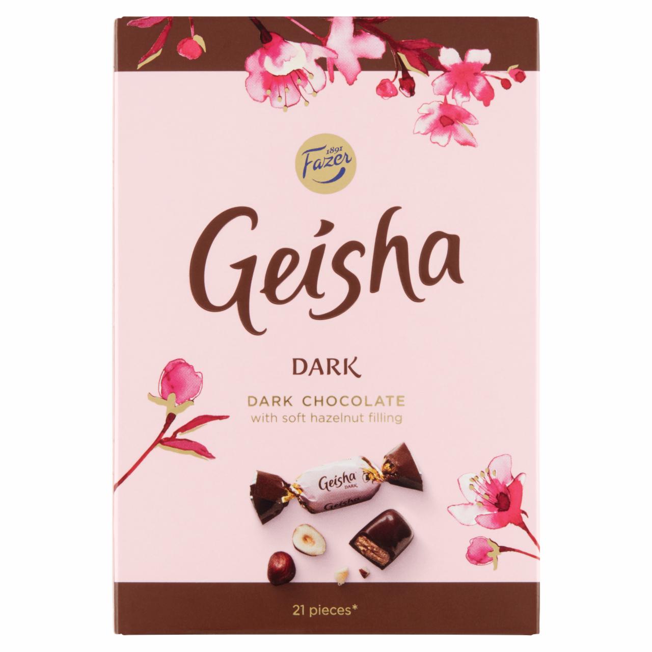 Képek - Fazer Geisha Dark étcsokoládé szelet mogyorós nugát töltelékkel 150 g