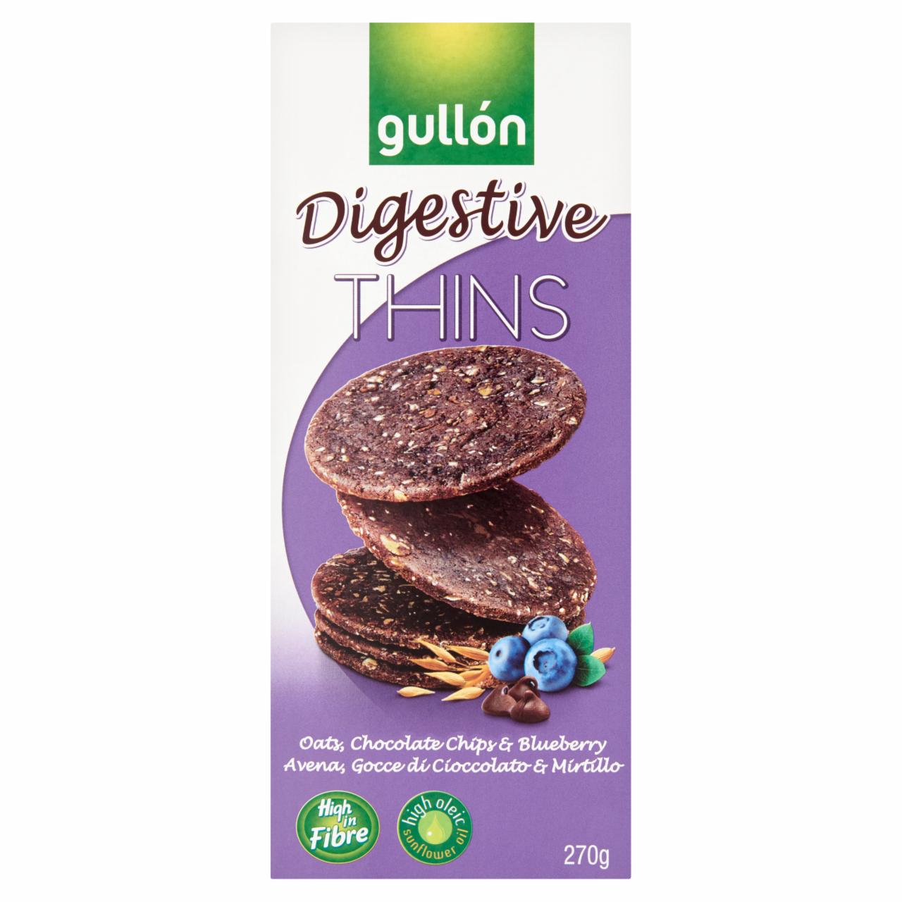 Képek - Gullón Digestive Thins keksz csokoládé darabkákkal és áfonyával 270 g