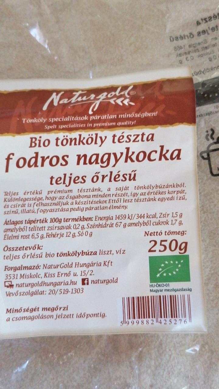 Képek - Bio fodros nagykocka tészta Naturgold