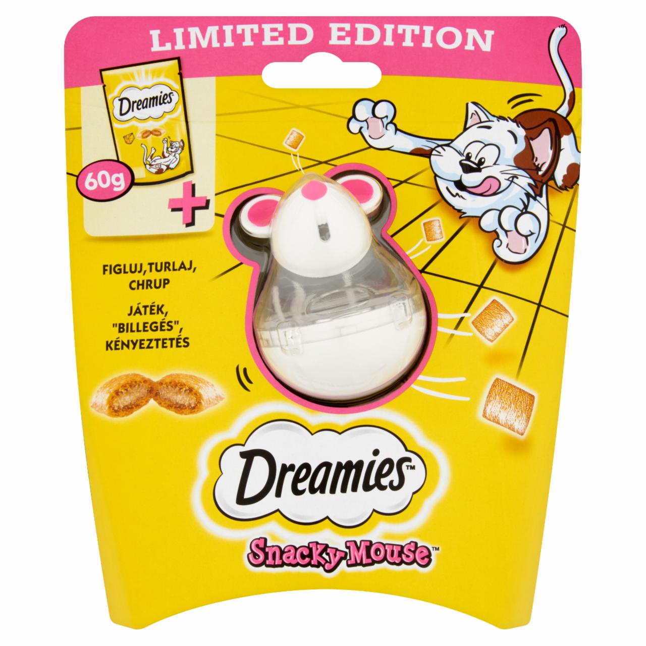 Képek - Dreamies Snacky Mouse játék + 60 g-os kiegészítő állateledel felnőtt és junior macskák számára