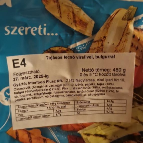 Képek - Tojásos lecsó virslivel bulgurral Interfood
