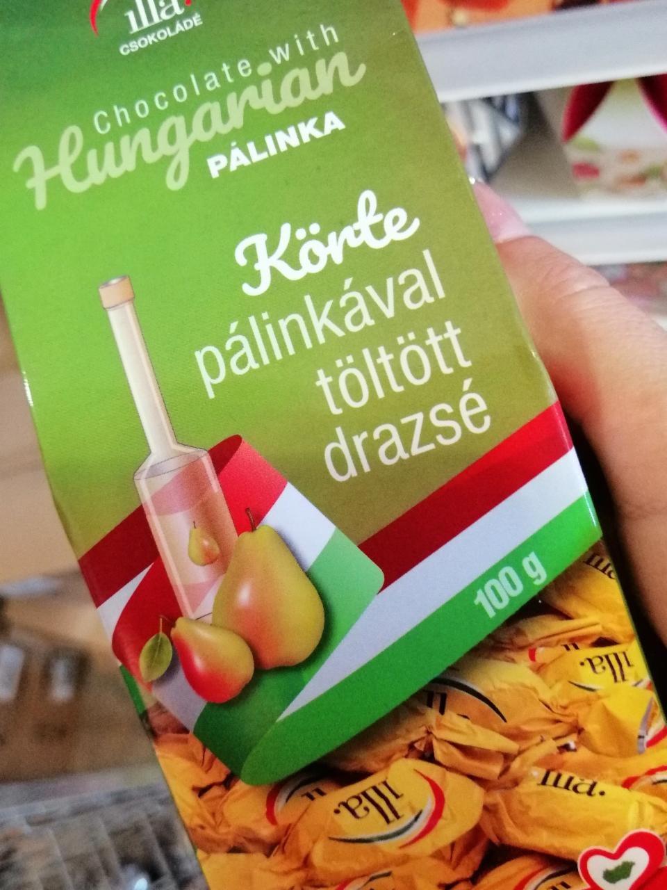 Képek - Körte pálinkával töltött drazsé Illa csokoládé 