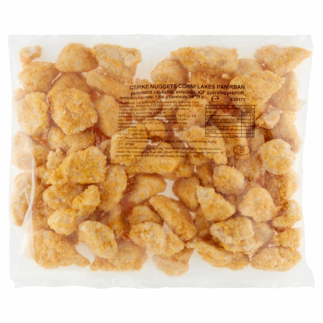 Képek - Elősütött, gyorsfagyasztott csirke nuggets cornflakes panírban 1000 g