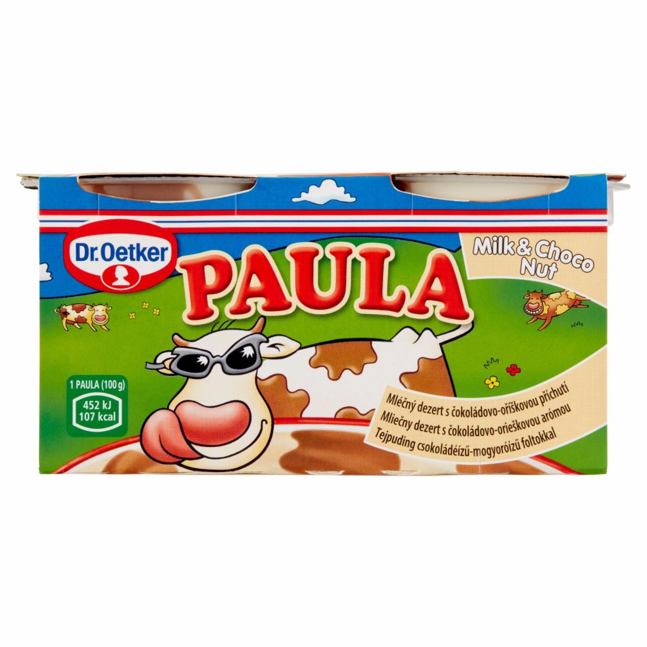 Képek - Dr. Oetker Paula tejpuding csokoládéízű-mogyoróízű foltokkal 2 x 100 g (200 g)