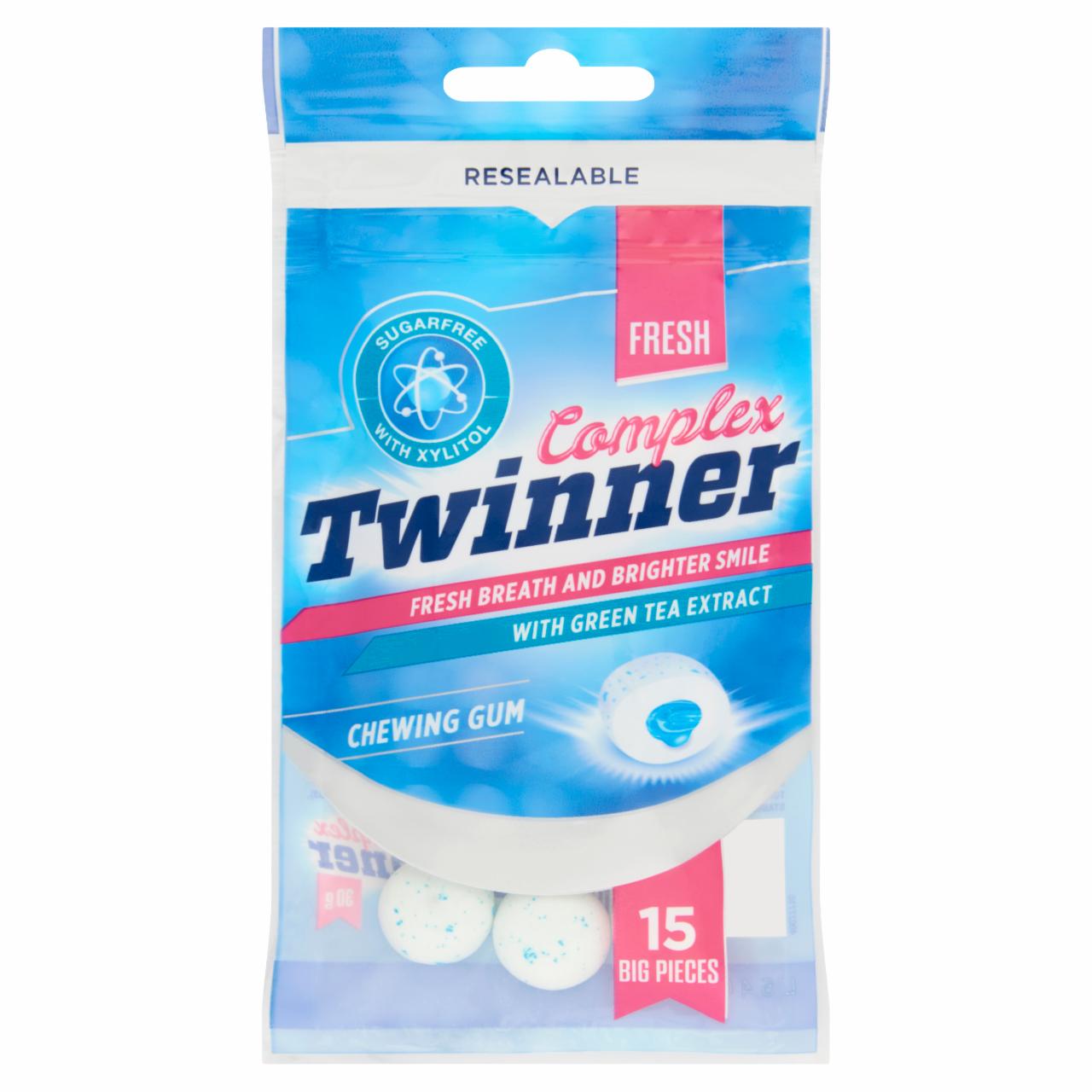 Képek - Twinner Complex Fresh cukormentes rágógumi édesítőszerekkel 15 db 30 g