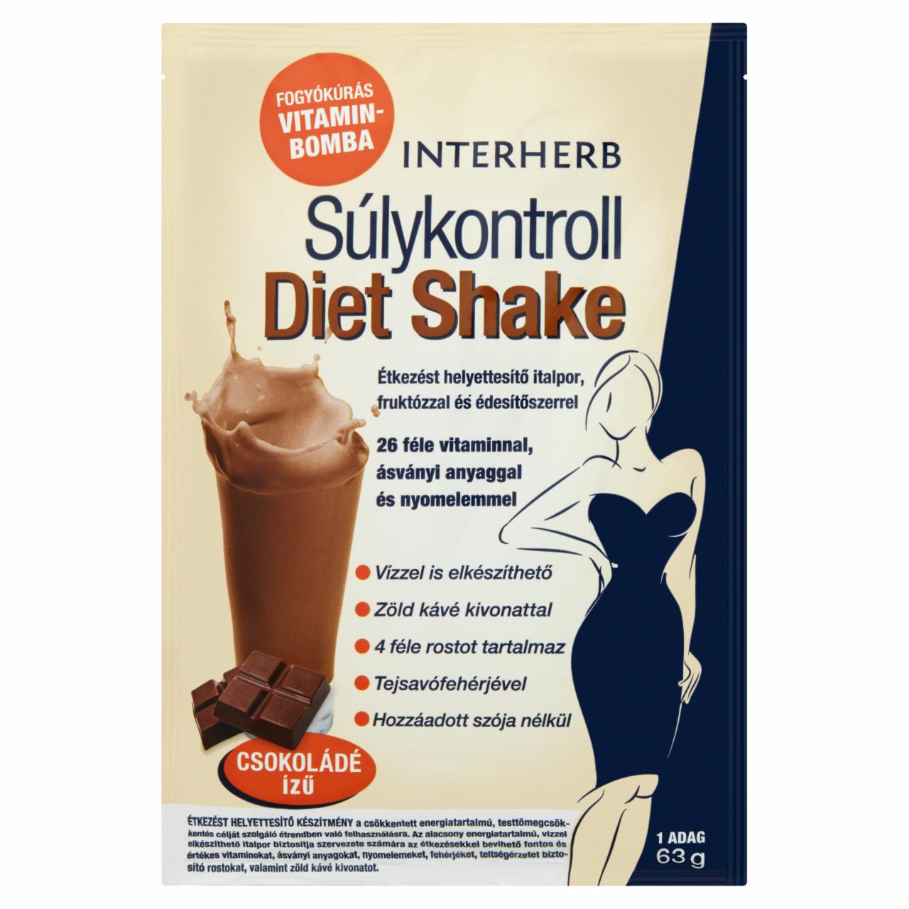 Képek - Interherb Súlykontroll Diet Shake csokoládé ízű étkezést helyettesítő italpor 63 g