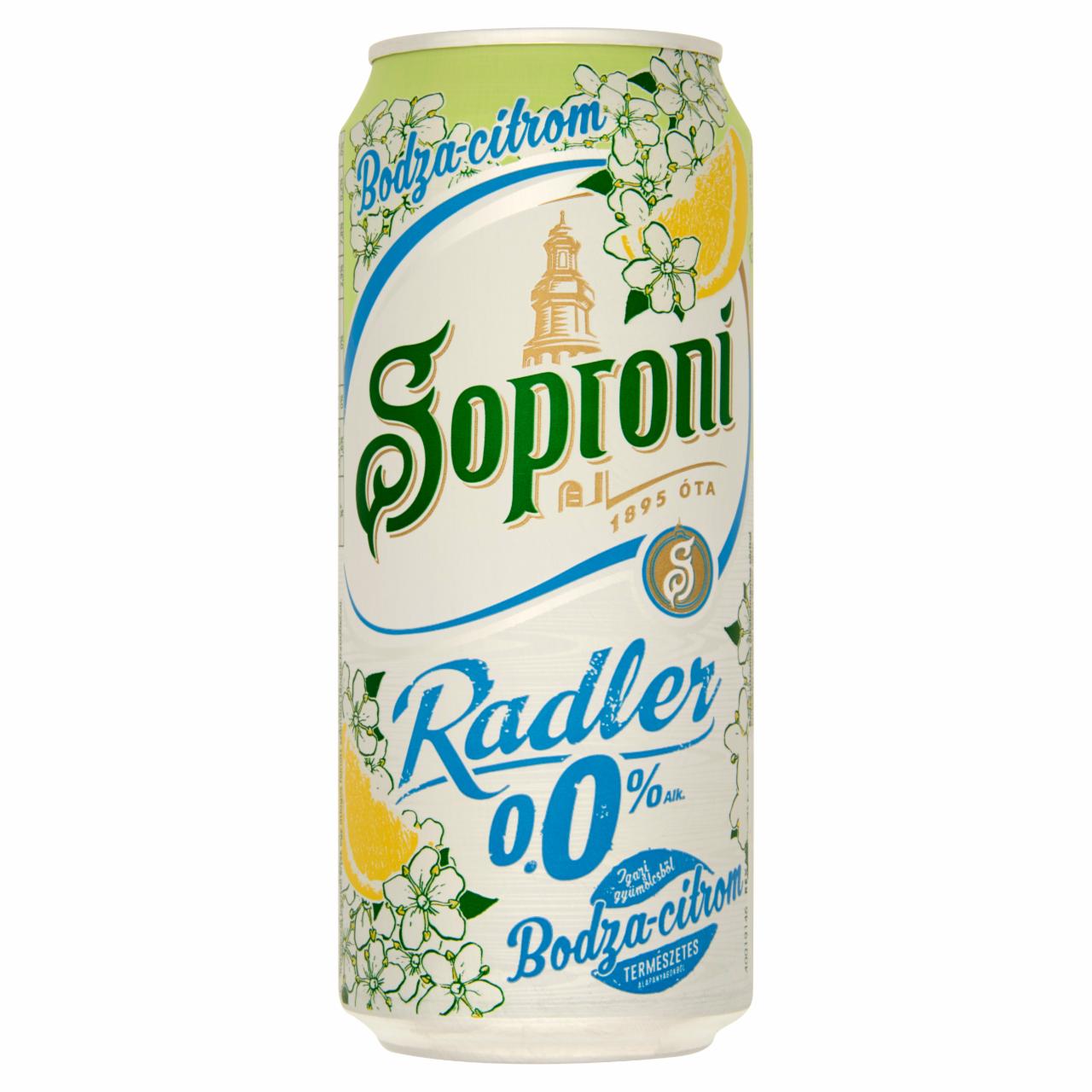 Képek - Soproni Radler bodza-citromos alkoholmentes sörital 0,4 l