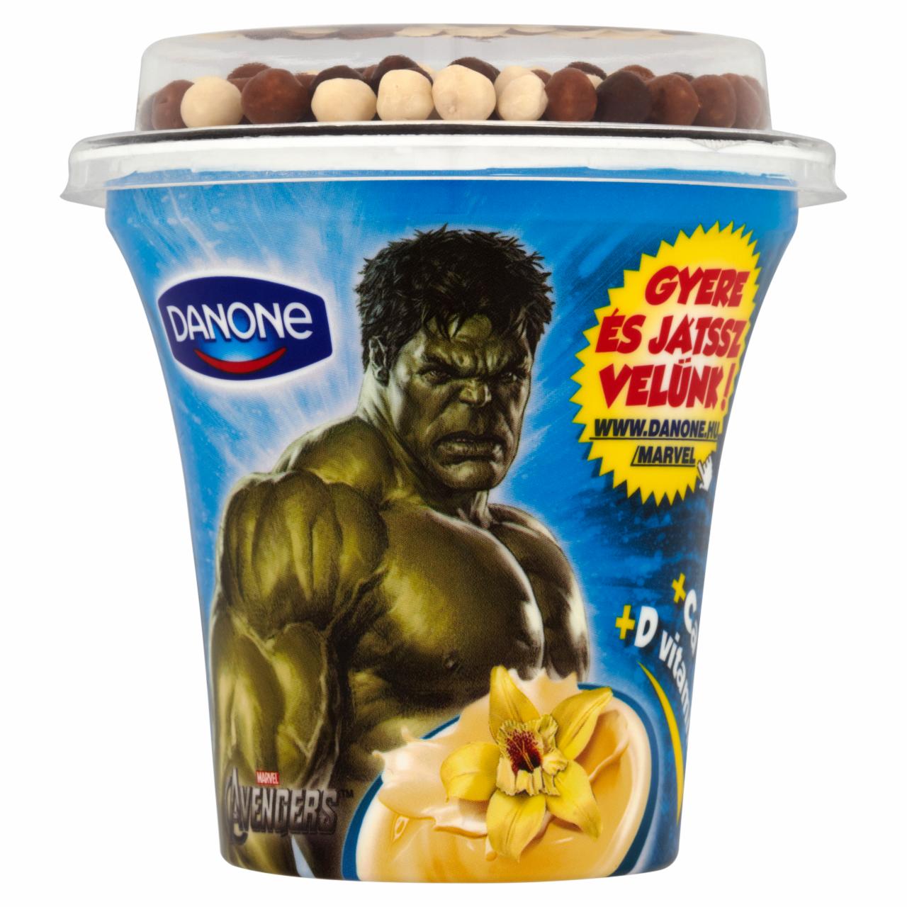 Képek - Danone vaníliaízű joghurt ét-, tej- és fehércsokoládéval bevont gabonagolyókkal 106 g