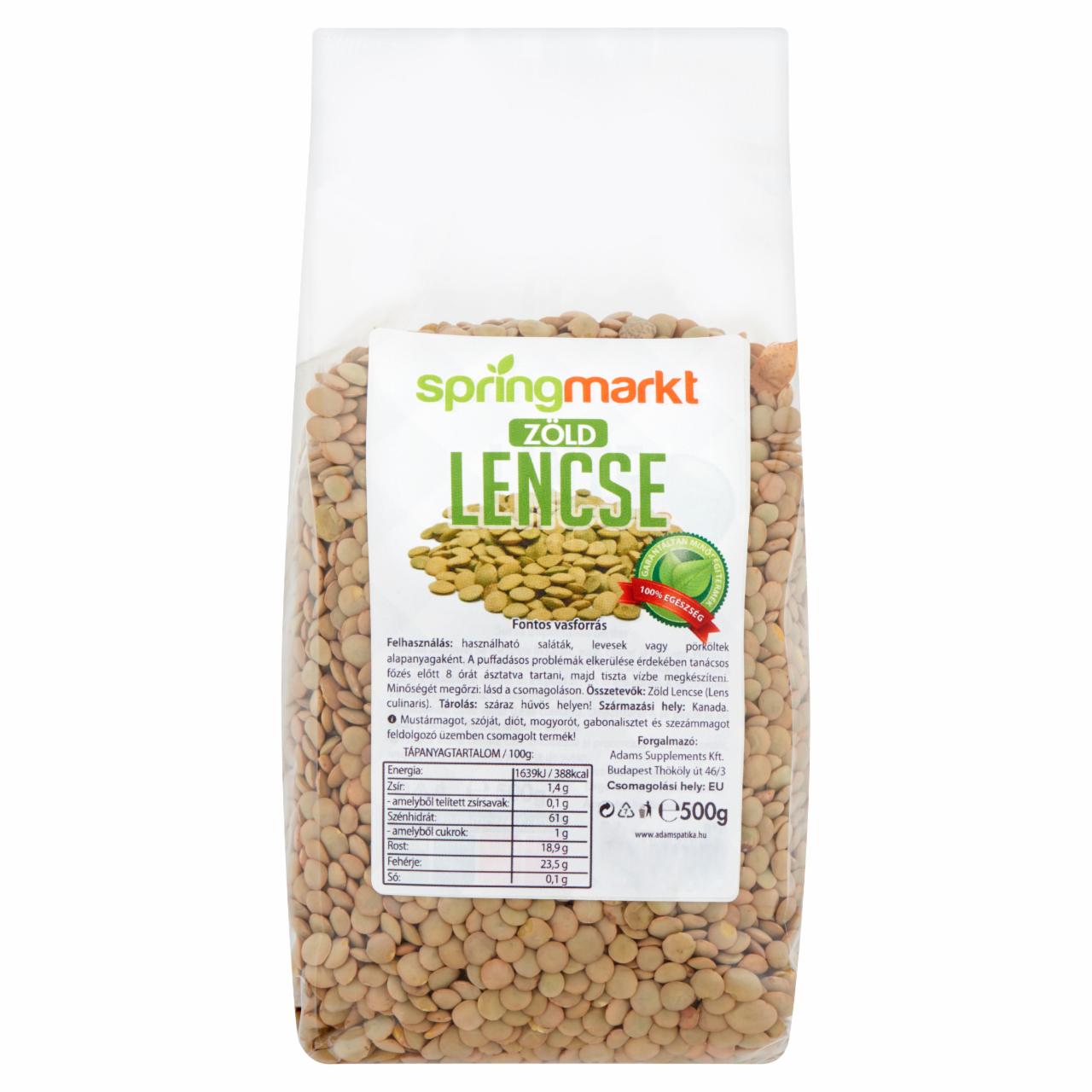 Képek - Springmarkt zöld lencse 500 g