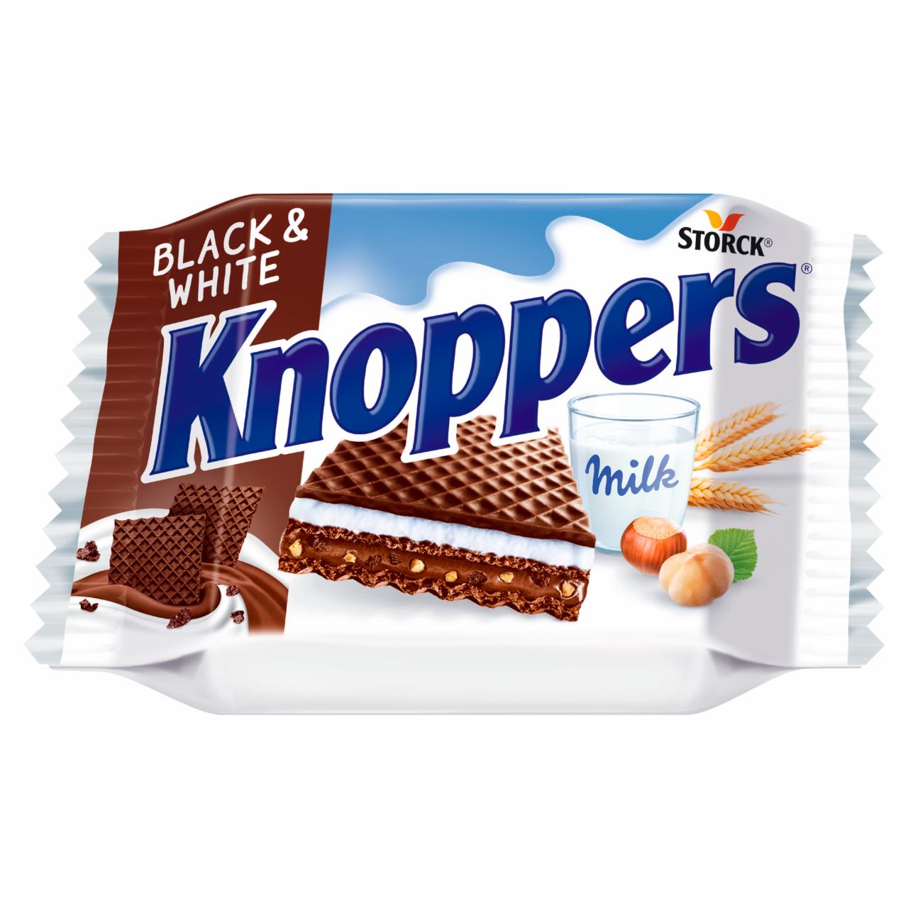 Képek - Knoppers Black & White tejes-mogyorós töltött ostya kakaós tejbevonóval félig mártva 25 g