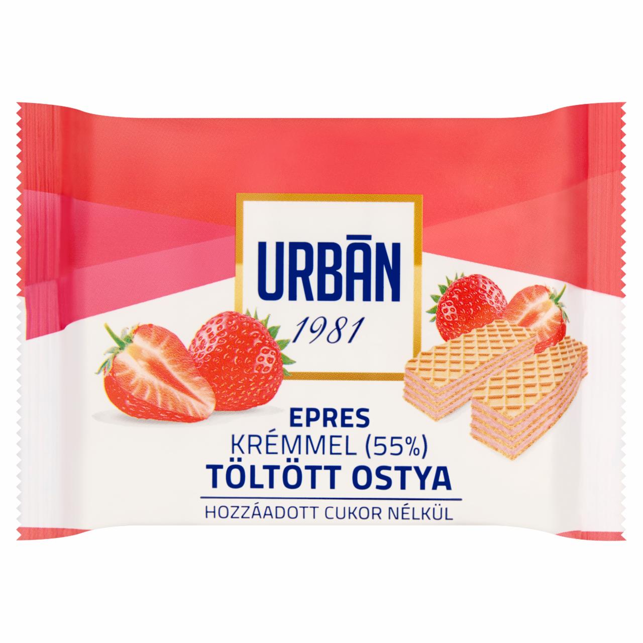 Képek - Urbán epres krémmel töltött ostya hozzáadott cukor nélkül, édesítőszerrel 65 g