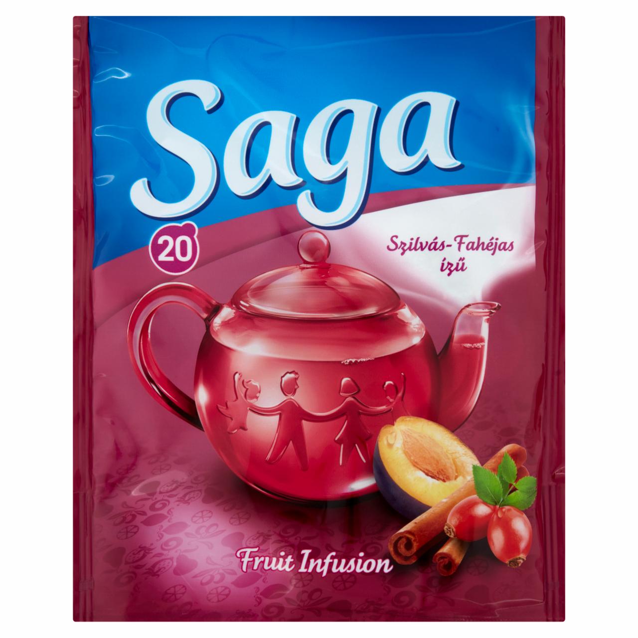 Képek - Saga szilvás-fahéjas ízű gyümölcstea 20 filter 30 g