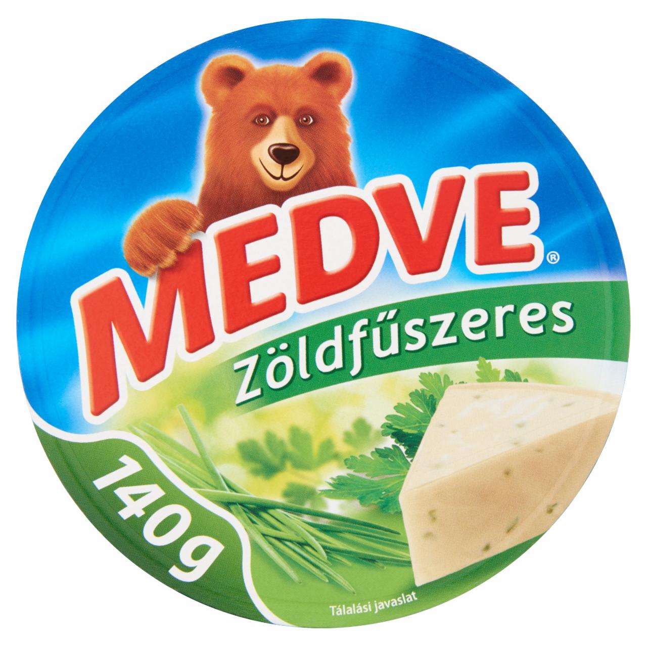 Képek - Medve zöldfűszeres kenhető, félzsíros ömlesztett sajt 8 x 17,5 g (140 g)