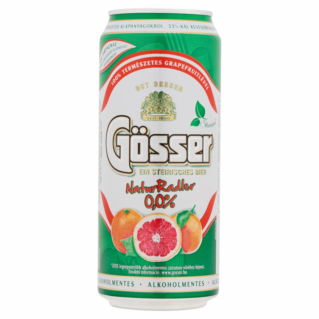 Képek - Gösser NaturRadler grapefruitos alkoholmentes sörital természetes édesítőszerrel 0,4 l