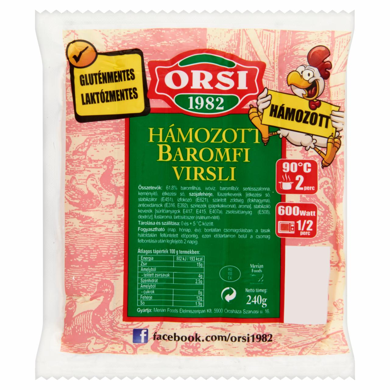 Képek - Orsi hámozott baromfi virsli 240 g