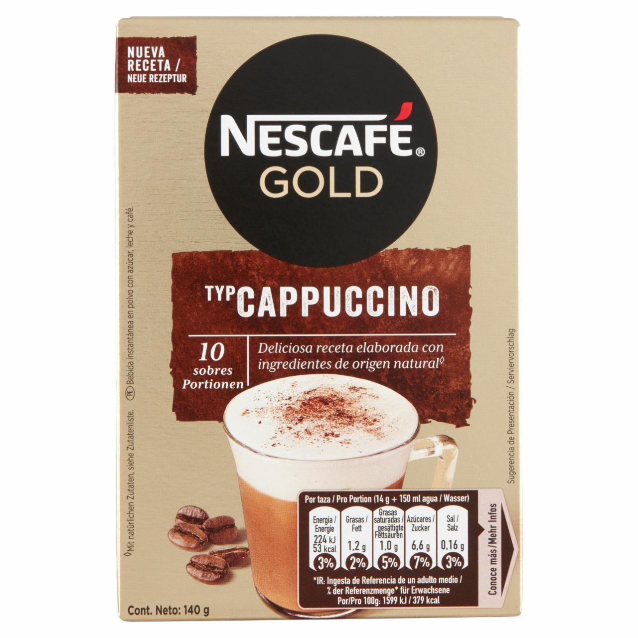 Képek - Nescafé Gold Cappuccino azonnal oldódó kávéspecialitás 10 x 14 g (140 g)