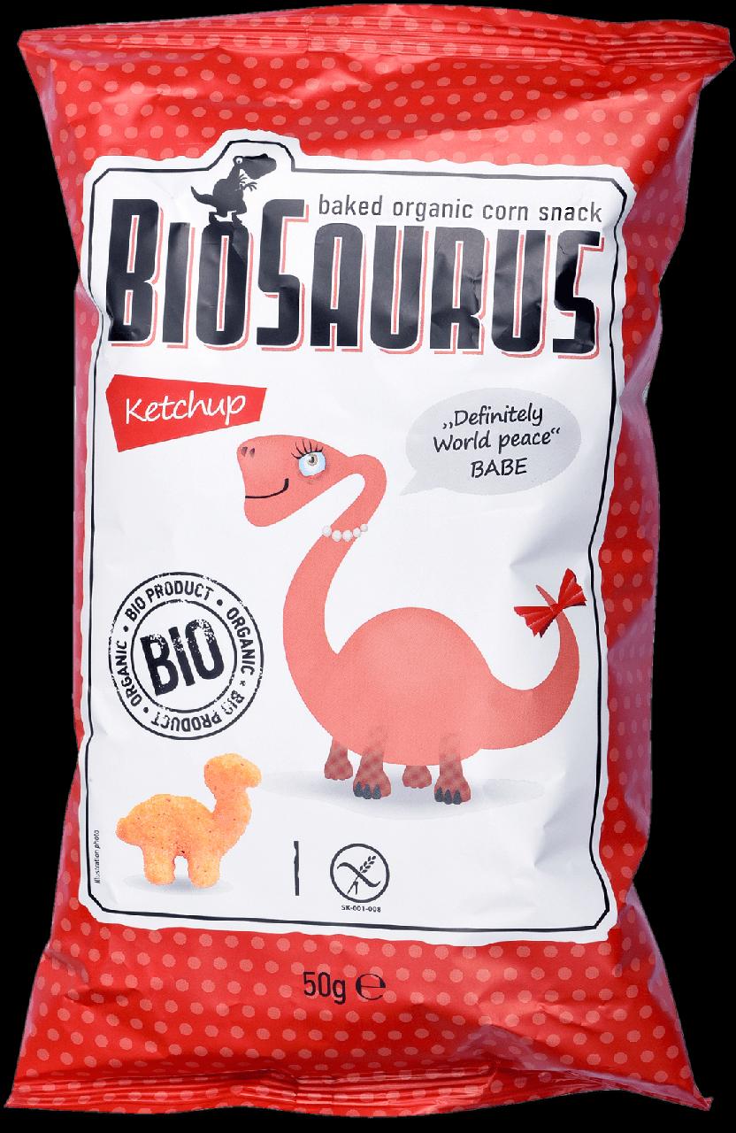 Képek - BioSaurus BIO ketchupos ízesítésű extrudált kukoricás snack 50 g