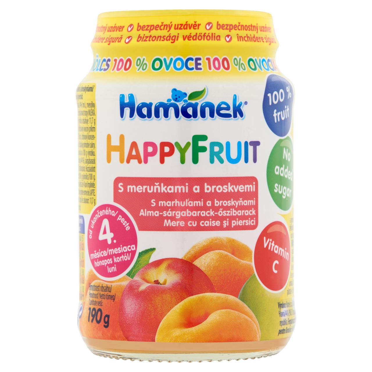 Képek - Hamánek HappyFruit alma-sárgabarack-őszibarack bébidesszert 4 hónapos kortól 190 g