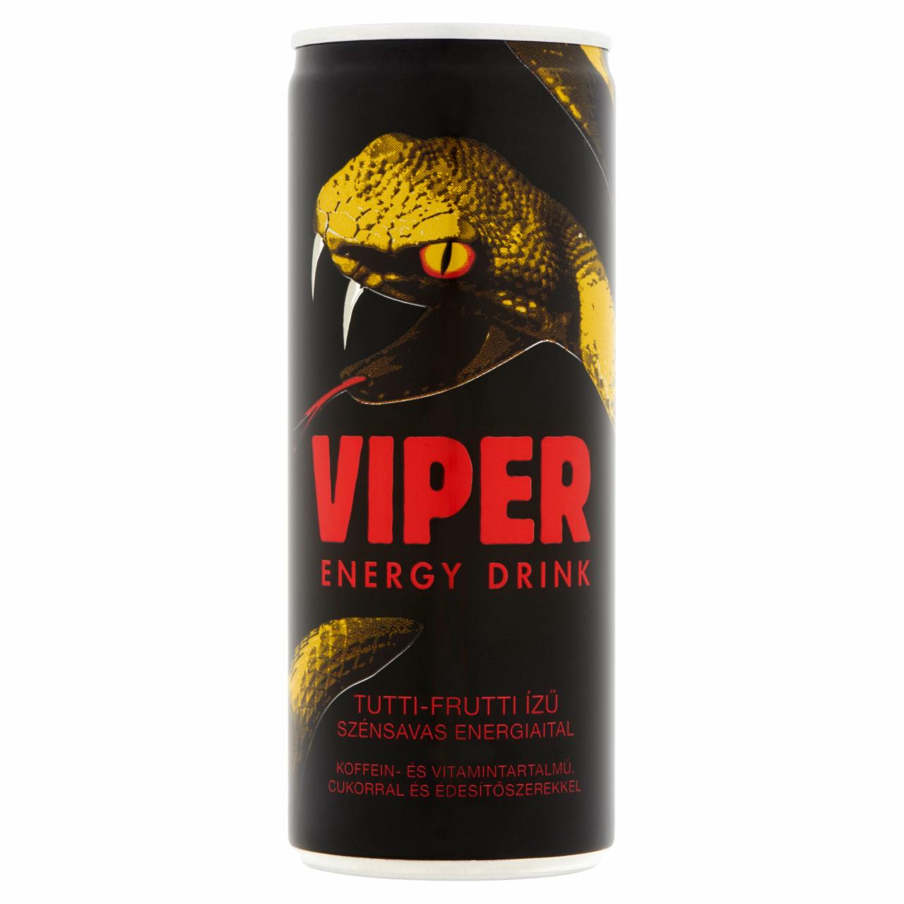 Képek - Viper koffein tartalmú tutti-frutti ízű szénsavas energiaital cukorral és édesítőszerrel 250 ml