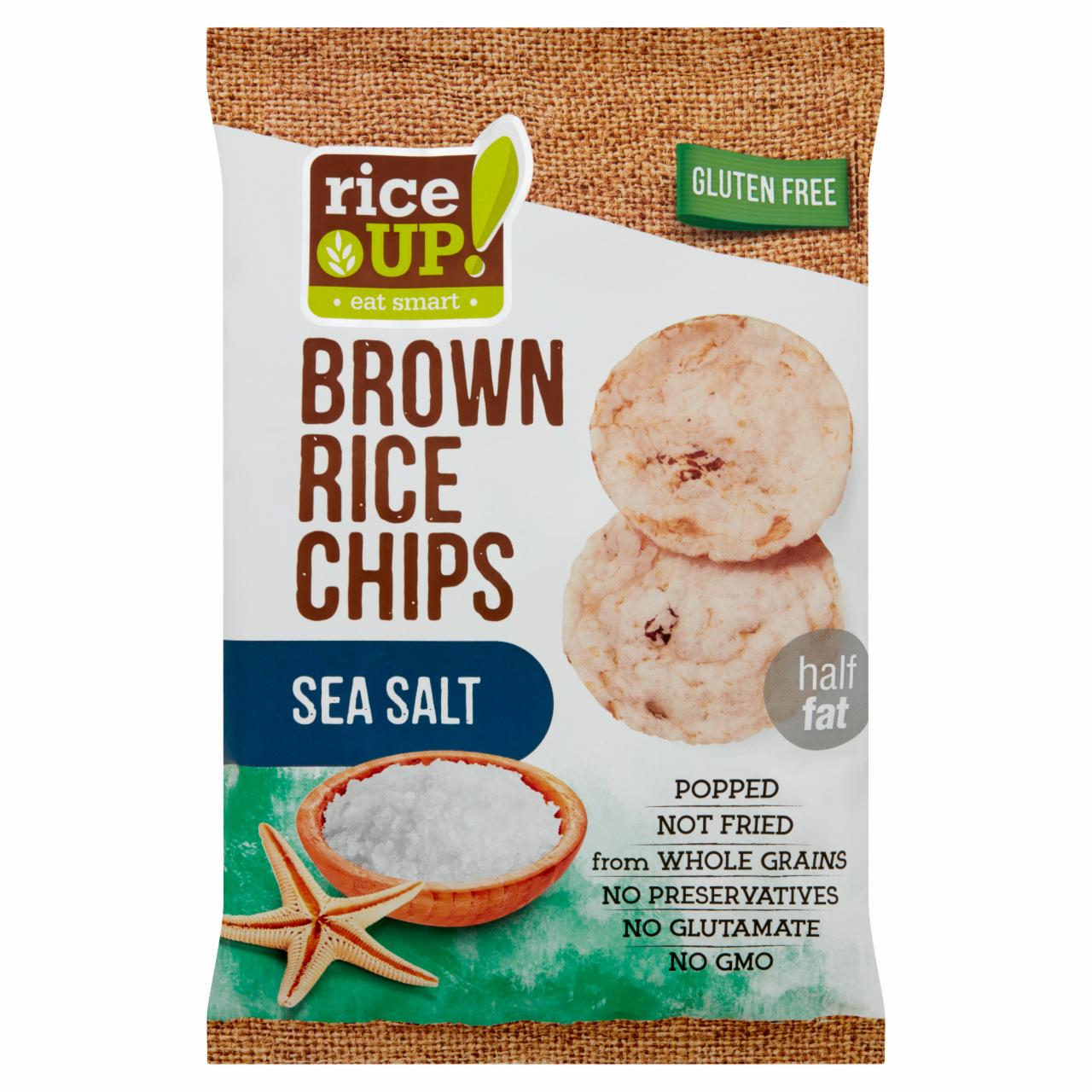 Képek - RiceUp! teljes kiőrlésű barna rizs chips tengeri sóval és fekete borssal 60 g
