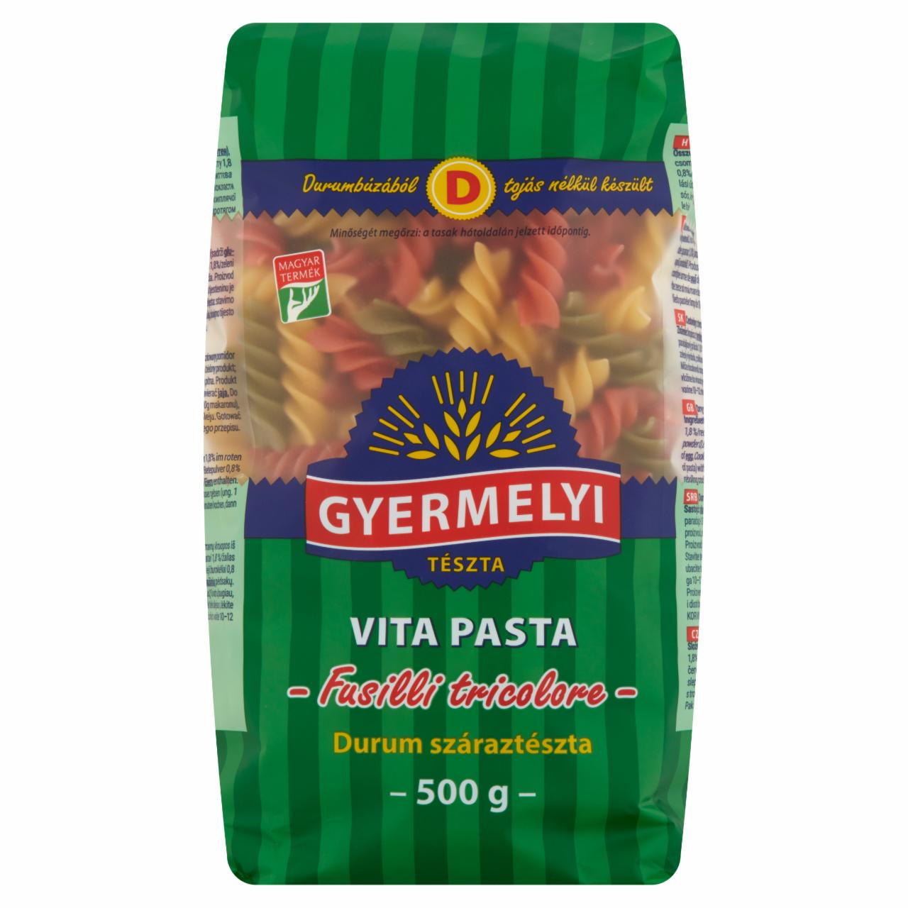 Képek - Gyermelyi Vita Pasta Fusilli Tricolore durum száraztészta 500 g