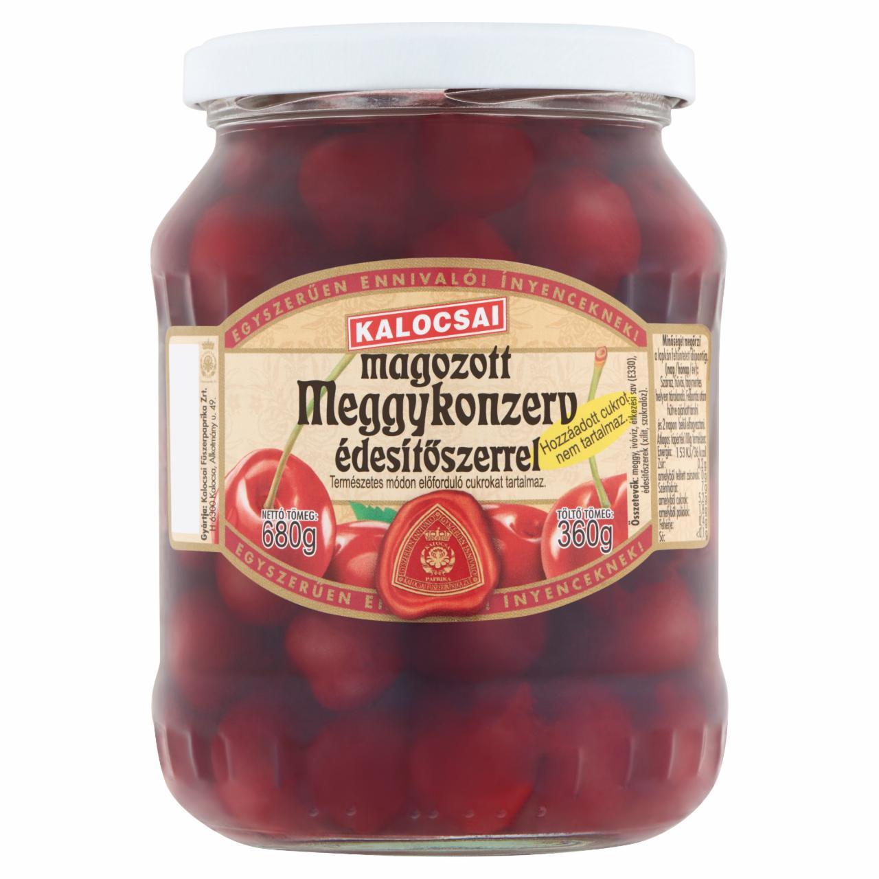 Képek - Kalocsai magozott meggykonzerv édesítőszerrel 680 g