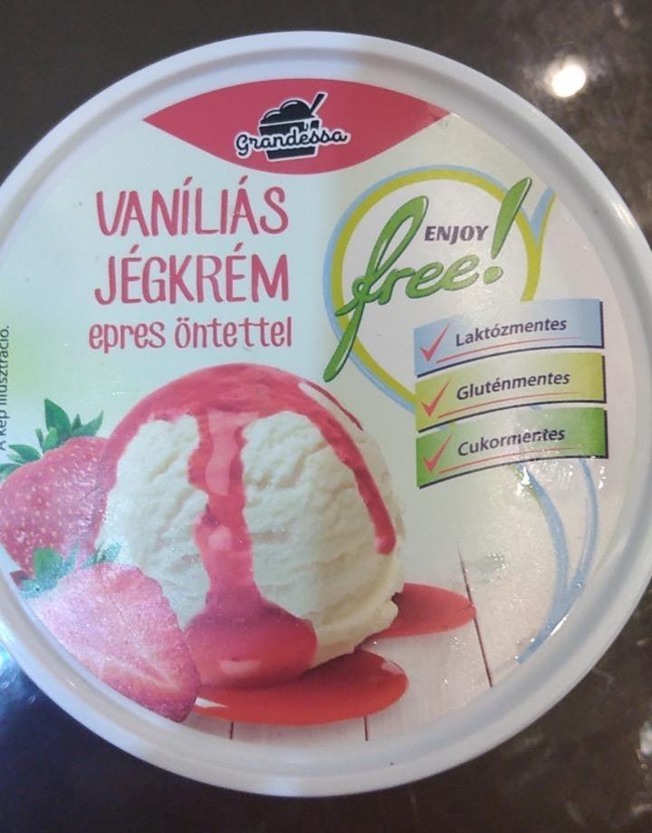 Képek - Enjoy Free vaníliás jégkrém epres öntettel Grandessa