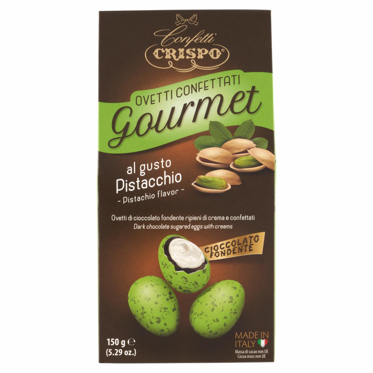 Képek - Crispo étcsokoládé drazsé pisztáciás ízű krémmel 150 g