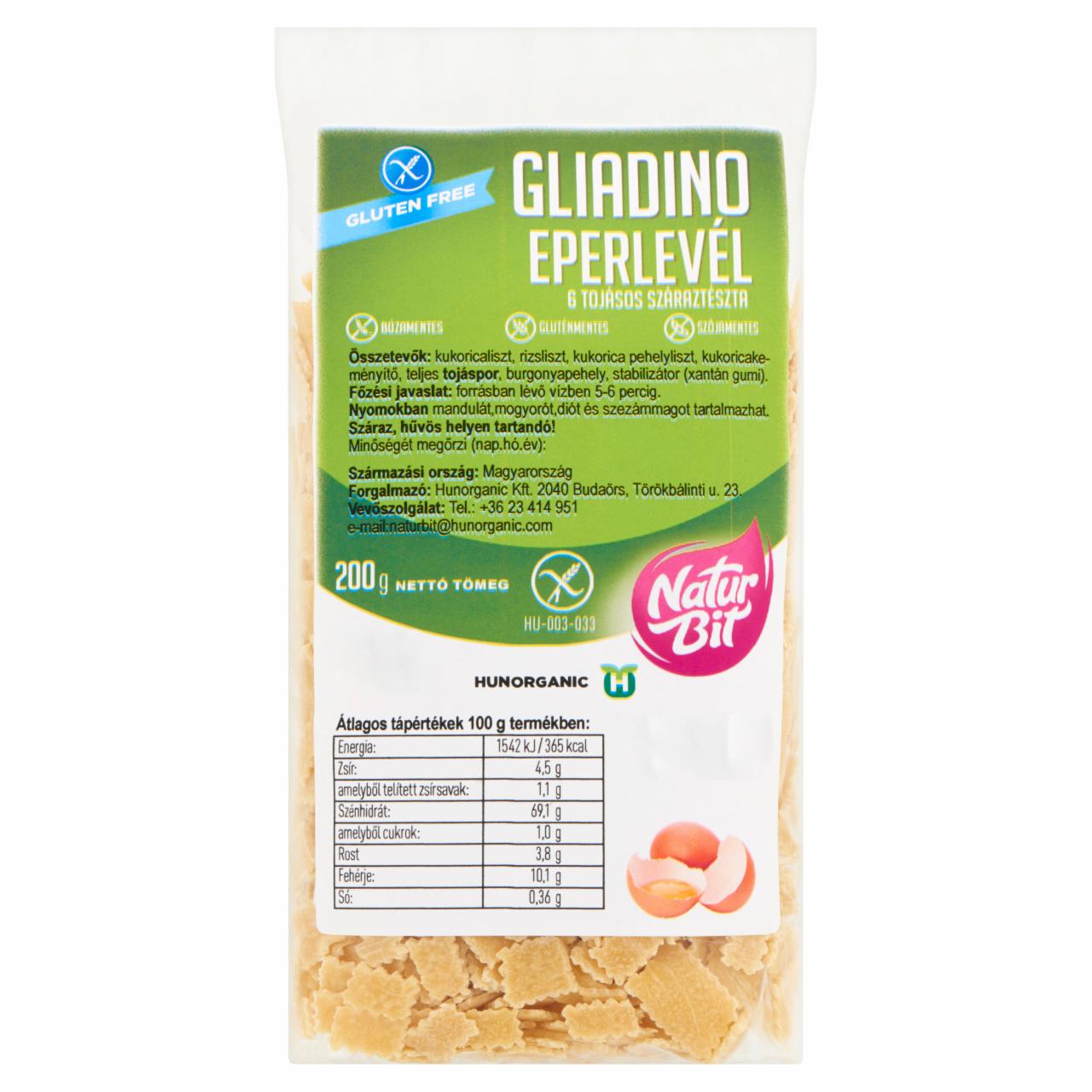 Képek - Naturbit Gliadino eperlevél 6 tojásos száraztészta 200 g