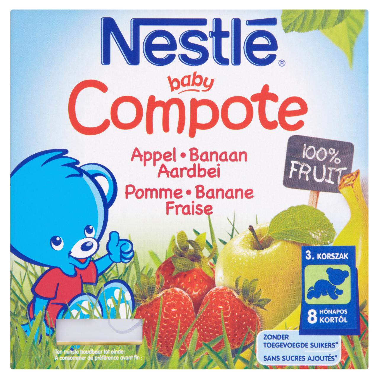 Képek - Nestlé Baby Compote alma-banán-eper bébidesszert 8 hónapos kortól 4 x 100 g