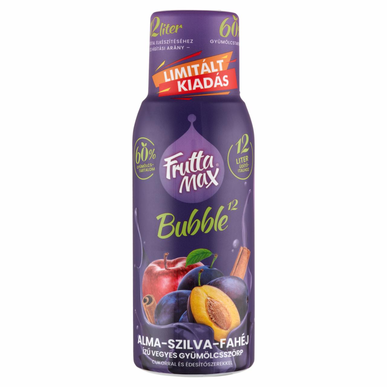Képek - FruttaMax Bubble¹² alma-szilva-fahéj ízű vegyes gyümölcsszörp cukorral és édesítőszerekkel 500 ml