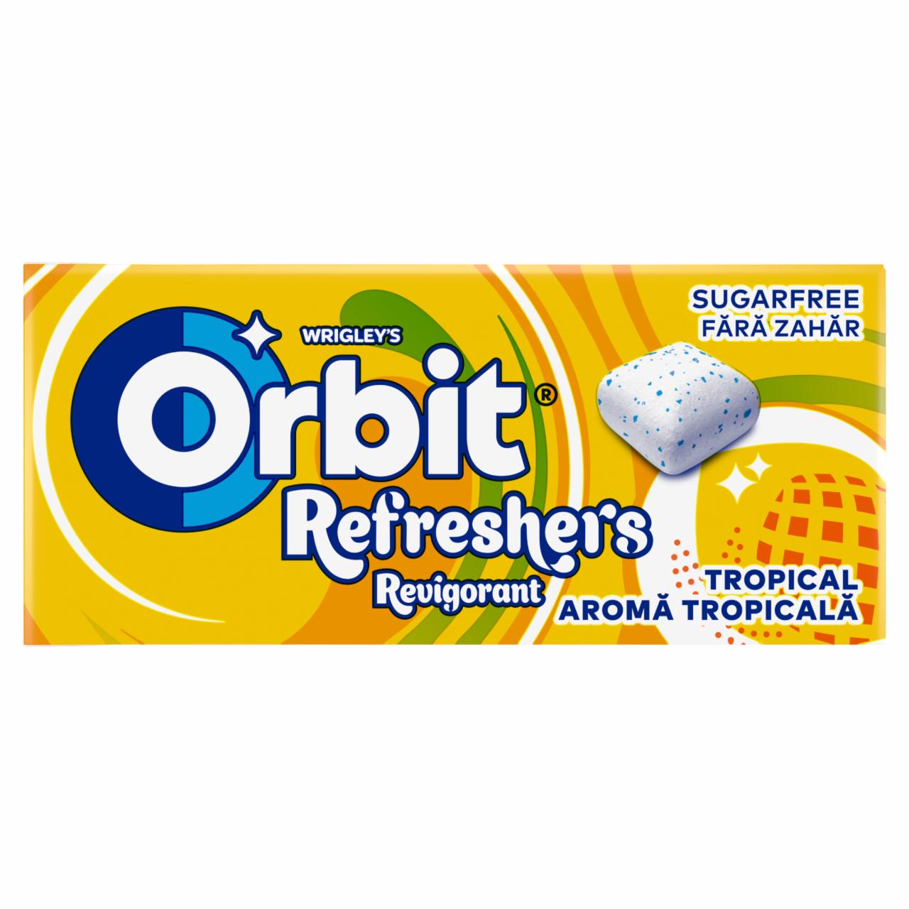 Képek - Orbit Refreshers Tropical gyümölcsízű cukormentes rágógumi édesítőszerrel 17,9 g