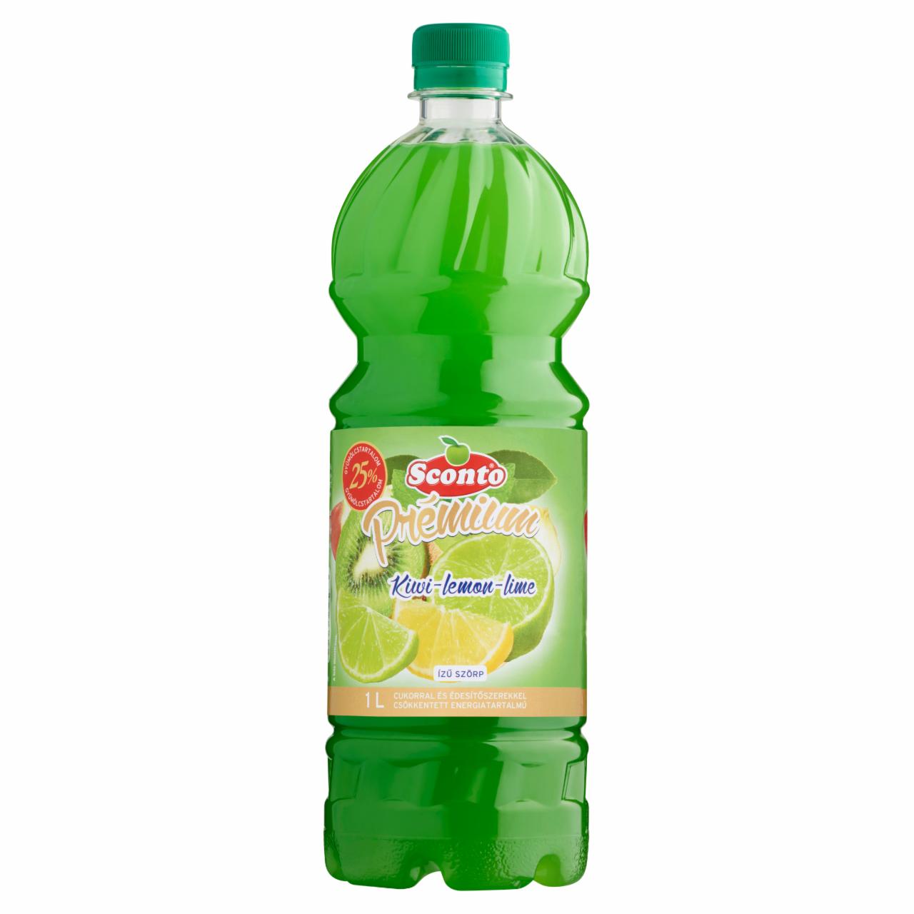 Képek - Sconto Prémium csökkentett energiatartalmú kiwi-lemon-lime ízű szörp 1 l