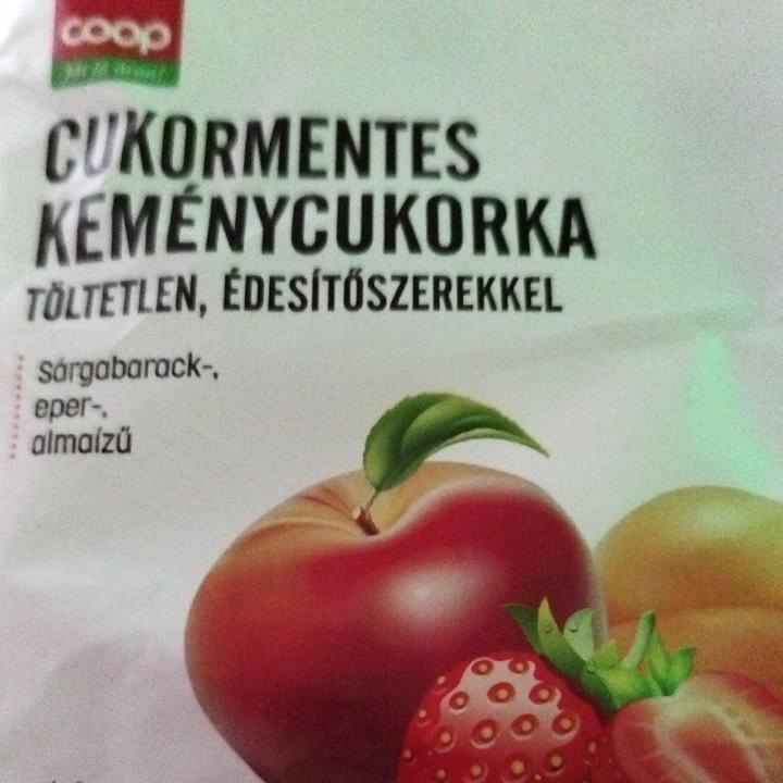 Képek - Cukormentes keménycukorka sárgabarack, eper, almaízű Coop