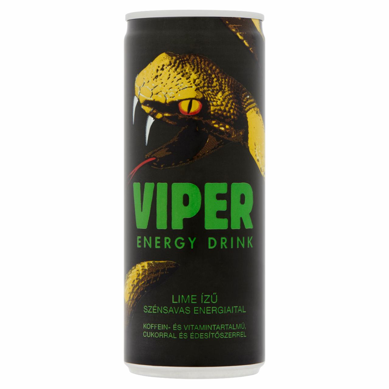Képek - Viper koffein- és vitamintartalmú, lime ízű szénsavas energiaital, cukorral és édesítőszerrel 250 ml
