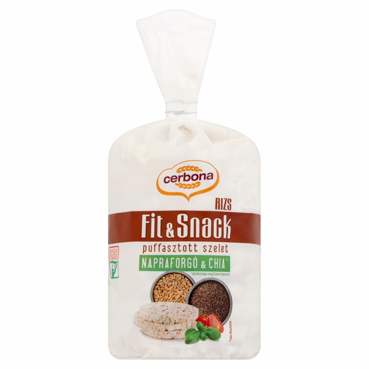 Képek - Cerbona Fit & Snack puffasztott rizsszelet napraforgómaggal és chia maggal 90 g