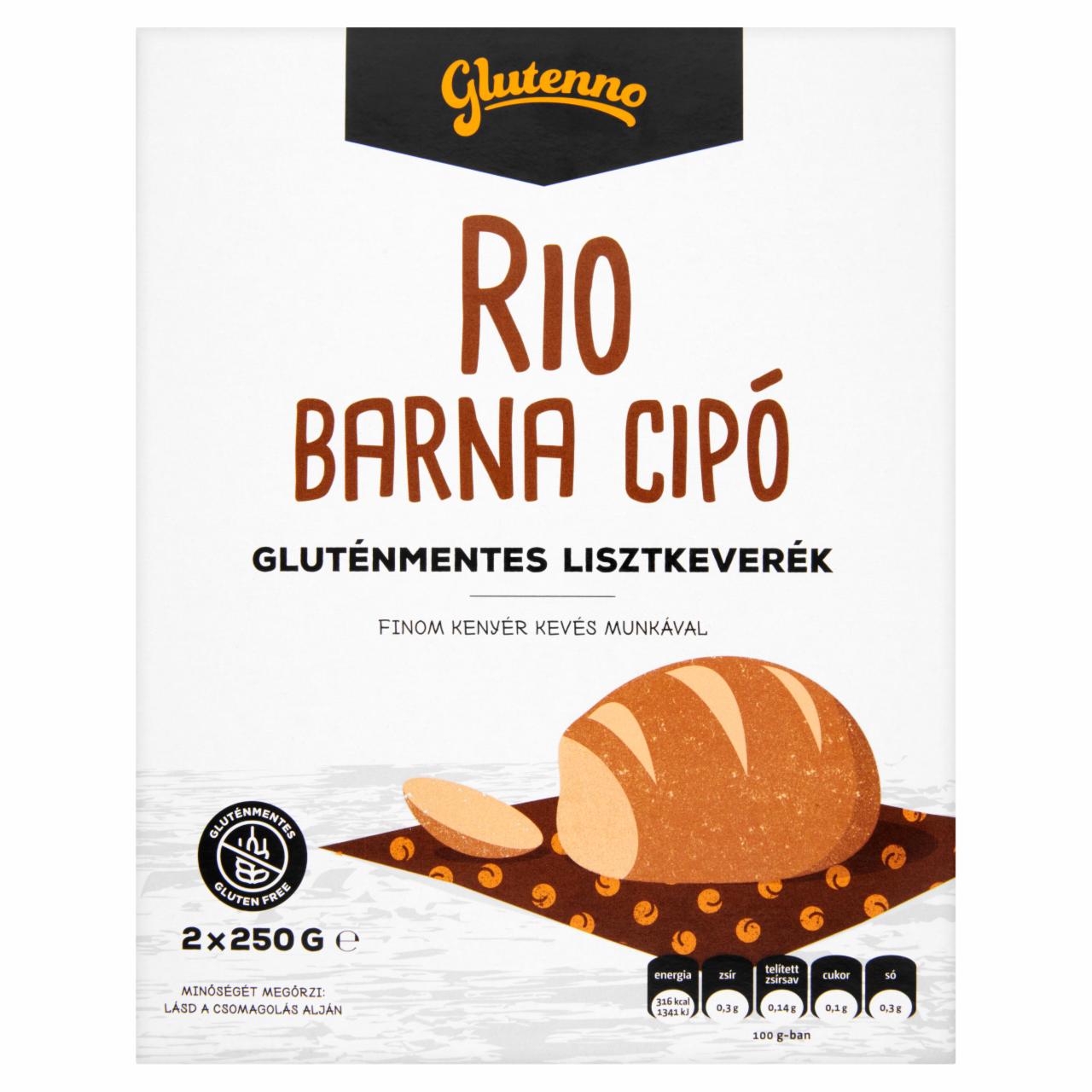 Képek - Glutenno Rio gluténmentes lisztkeverék barna cipóhoz 2 x 250 g