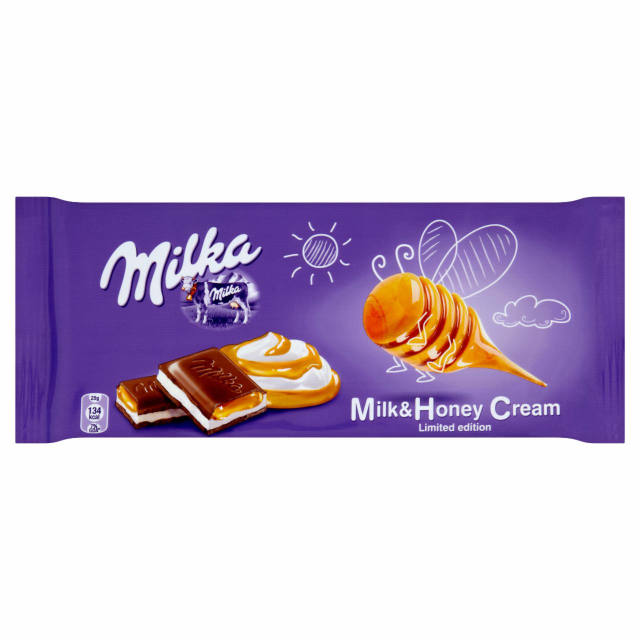 Képek - Milka tejcsokoládé tejszínes krémmel és mézes töltelékkel 100 g