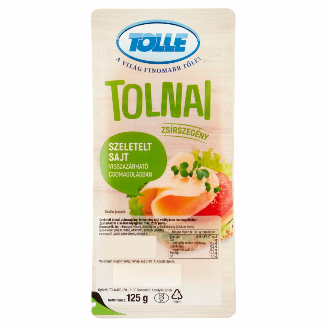 Képek - Tolle zsírszegény, szeletelt tolnai sajt 125 g