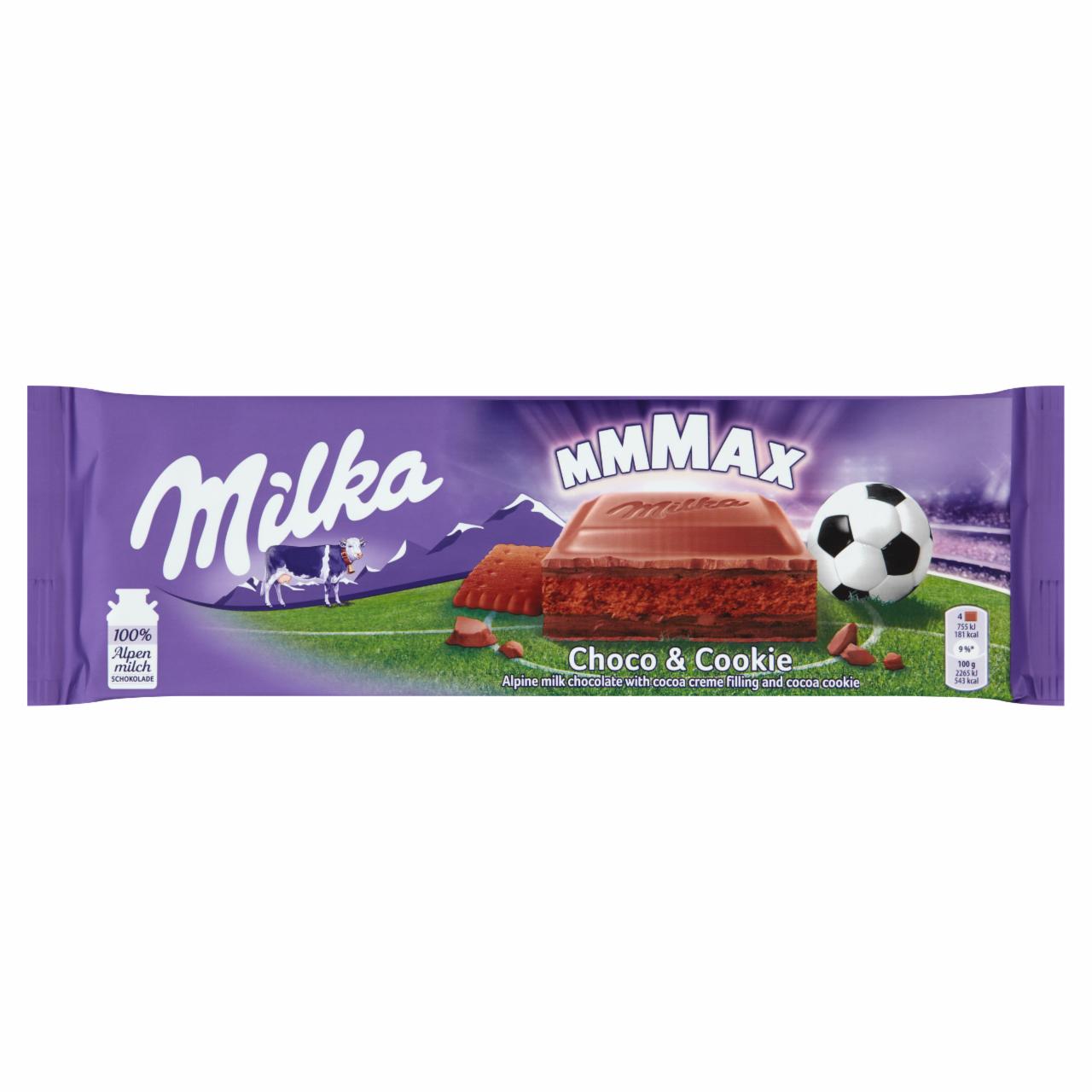 Képek - Milka Mmmax alpesi tejcsokoládé kakaós krémtöltelékkel és kakaós keksszel 300 g