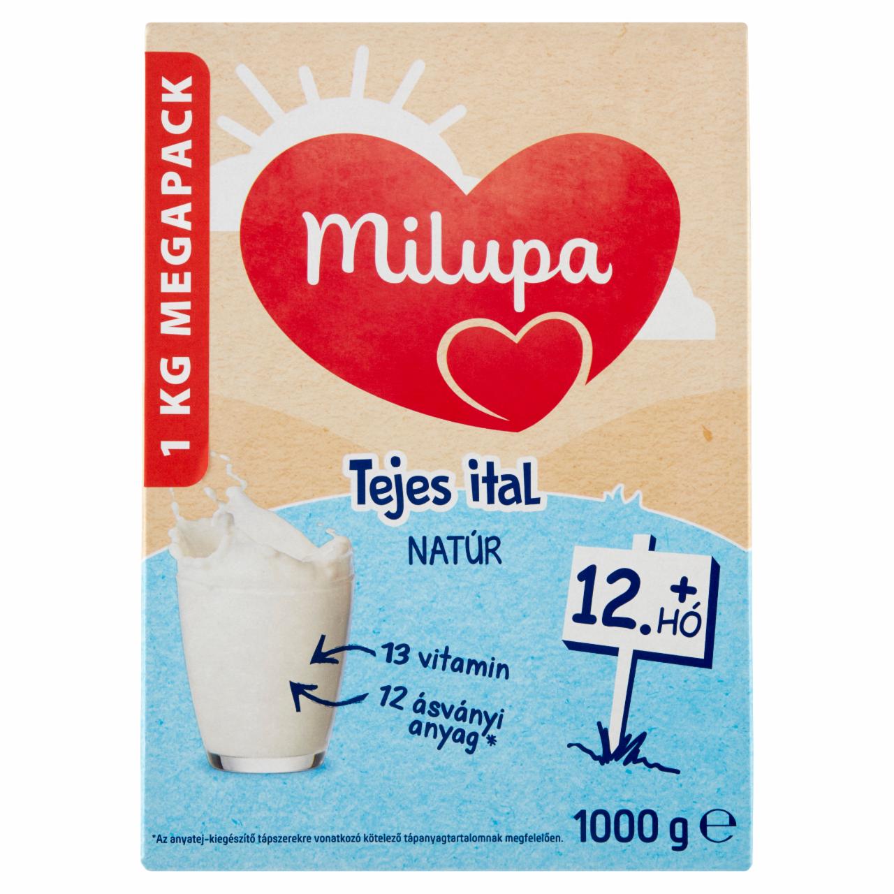Képek - Milupa natúr tejes ital tejalapú anyatej-kiegészítő tápszer 12. hó+ 2 x 500 g (1000 g)