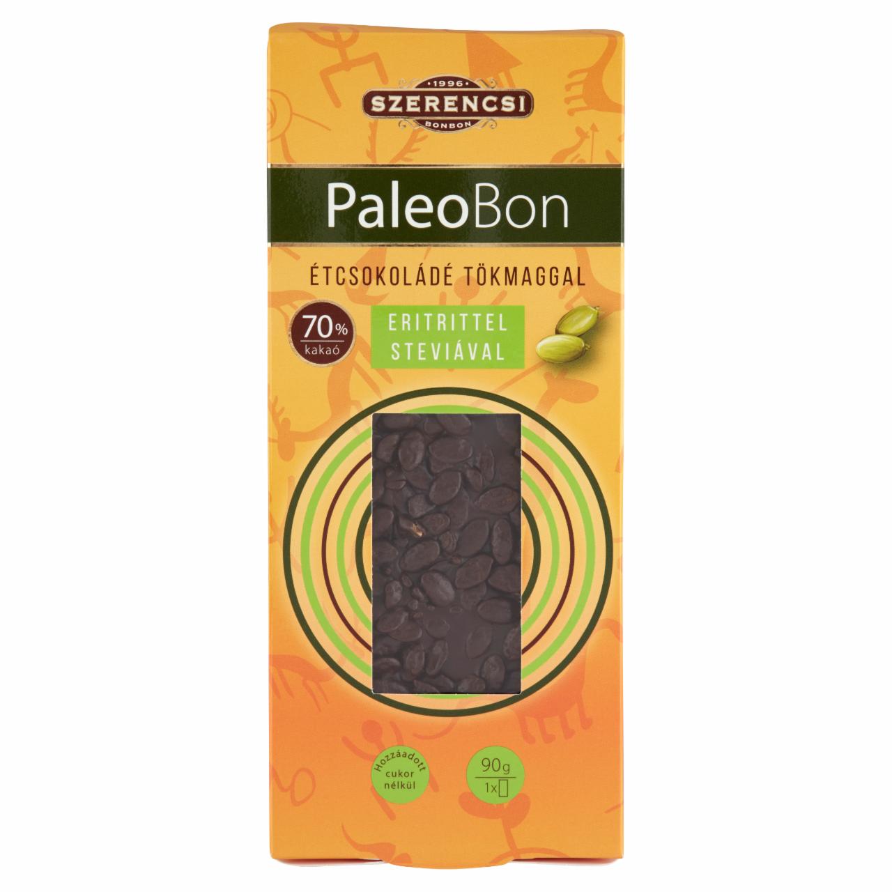 Képek - Szerencsi PaleoBon étcsokoládé tökmaggal, eritrittel, steviával 90 g