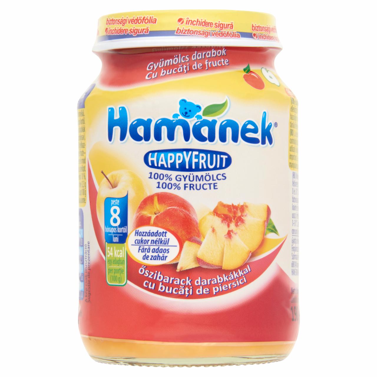 Képek - Hamánek Happy Fruit almás bébi desszert őszibarack darabkákkal 8 hónapos kortól 190 g